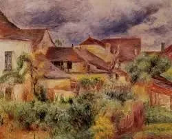 Landsbyhus, røde tak (Essoyes) - Pierre-Auguste Renoir