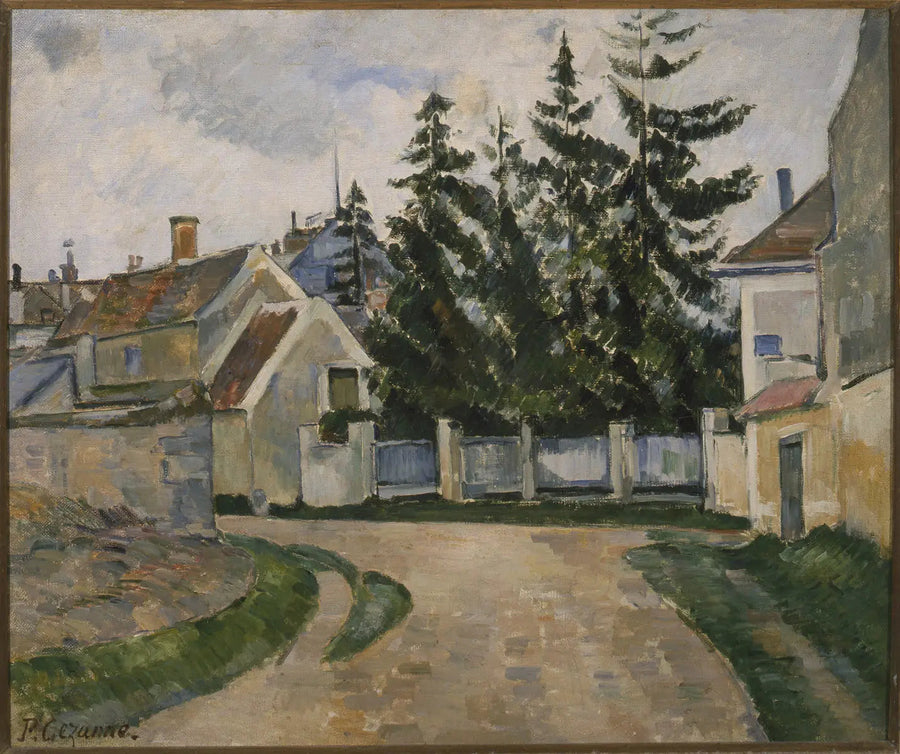 Hus og grantrær - Paul Cézanne