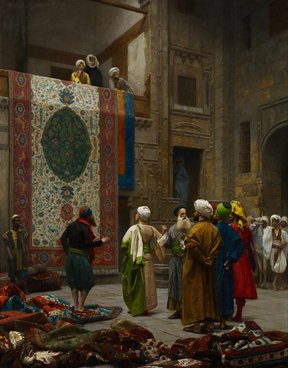 Marchand de tapis au Caire - Jean-Léon Gérôme image 1 reproduction artisanale de tableau