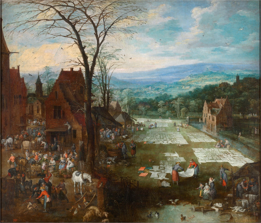 Marché et laveries en Flandres - Joos de Momper|Jan Brueghel l'Ancien