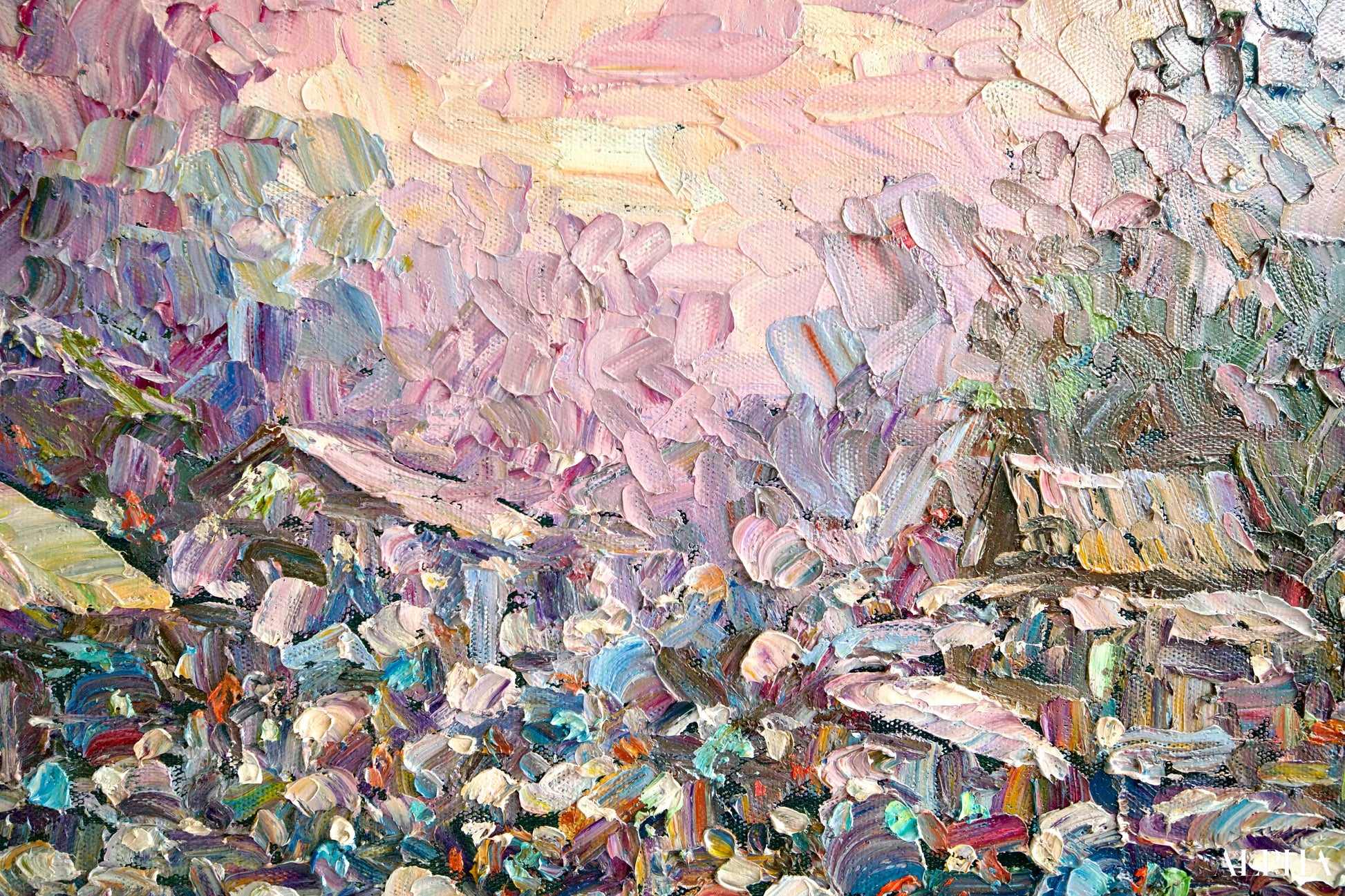 Marché flottant | 145 x 105 cm Reproductions de tableaux à la peinture à l’huile