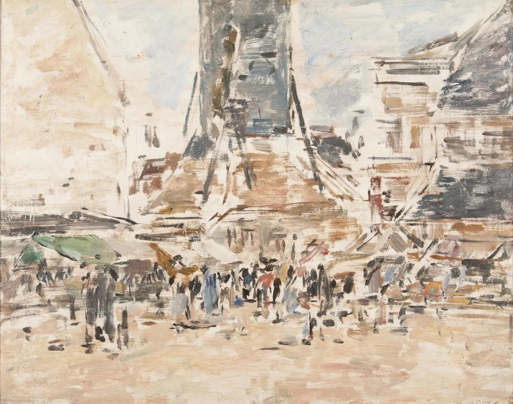 Marché Sainte-Catherine à Honfleur - Eugène Boudin image 1 tableau peint à l’huile sur toile