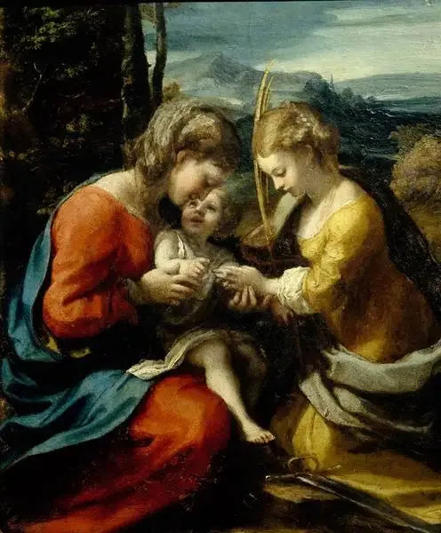 Mystisk ekteskap av Santa Katarina av Alexandria (Capodimonte-museet) - Antonio da Correggio