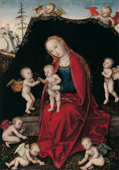 Marie med barnet omgitt av engler - Lucas Cranach den eldre