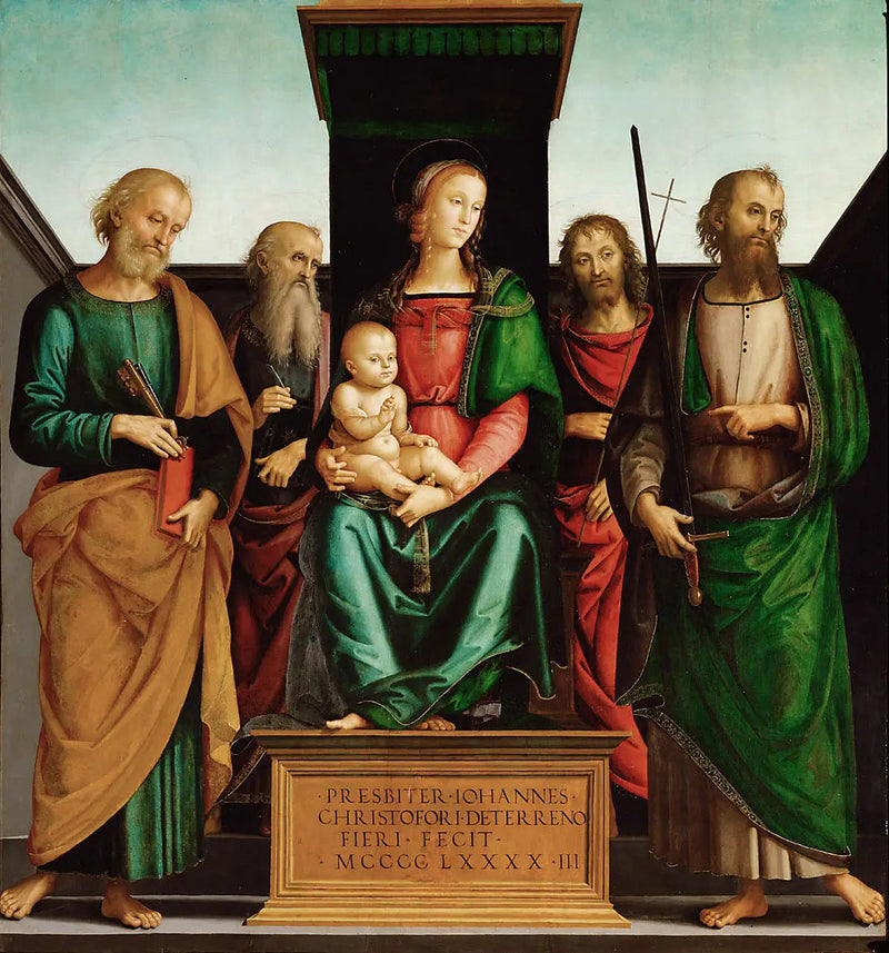 Maria med barnet og de fire helgener - Pietro Perugino
