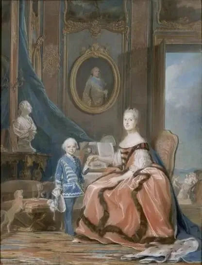 Marie-Josèphe av Sachsen og hertugen av Burgund i sitt leilighet i Versailles - Maurice-Quentin de La Tour