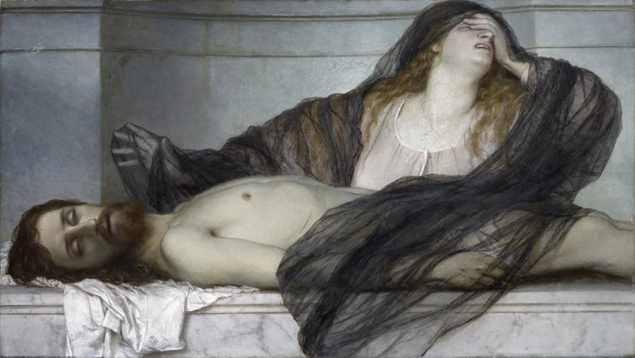 Marie-Madeleine gråter over den døde Kristus - Arnold Böcklin

Source:
Marie-Madeleine pleurant le Christ mort - Arnold Böcklin
