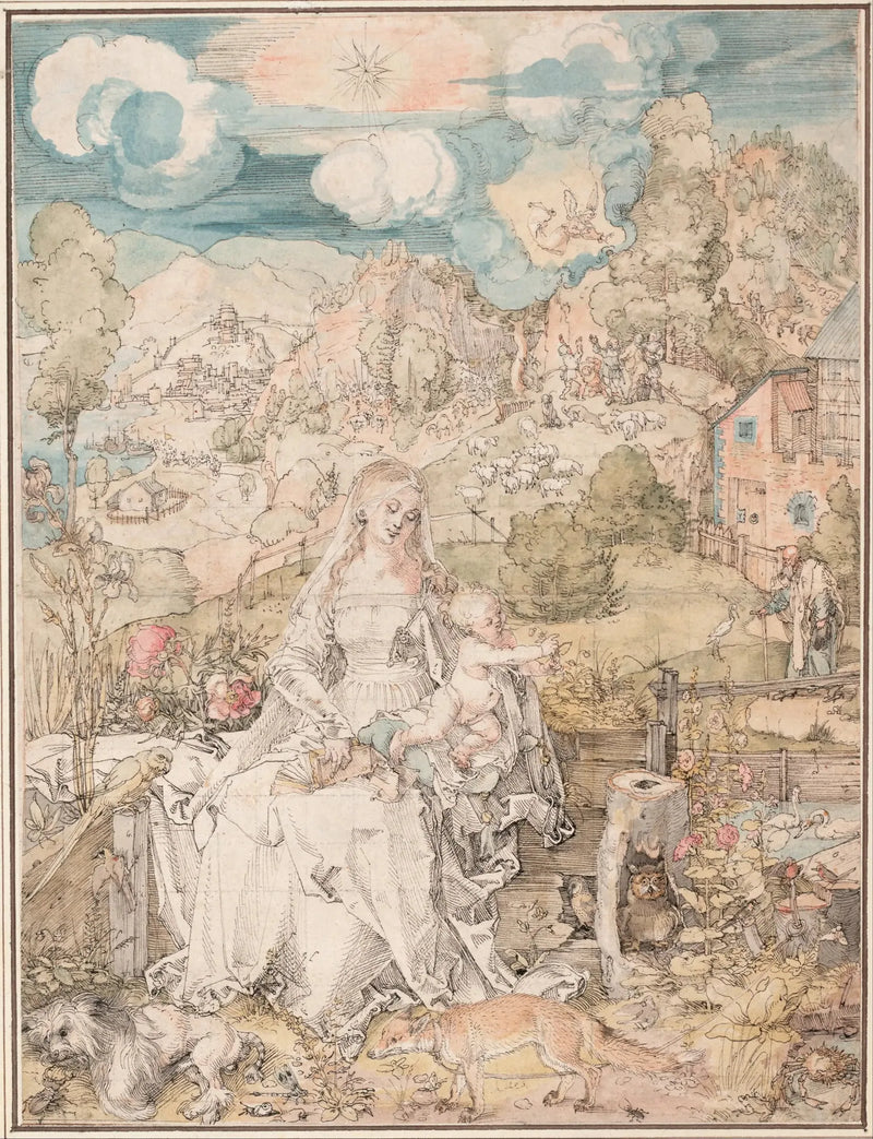 Marie blant en mengde dyr - Albrecht Dürer