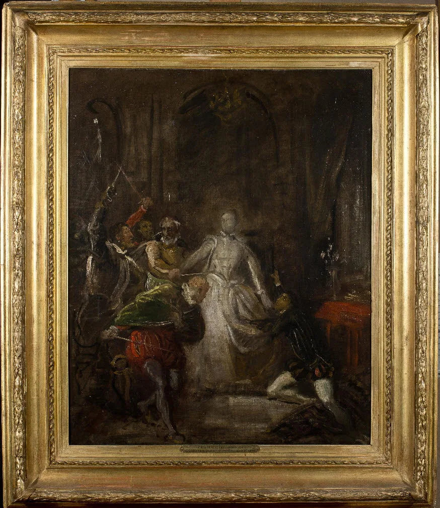 Marie Stuart som beskytter Riccio - Théodore Chassériau