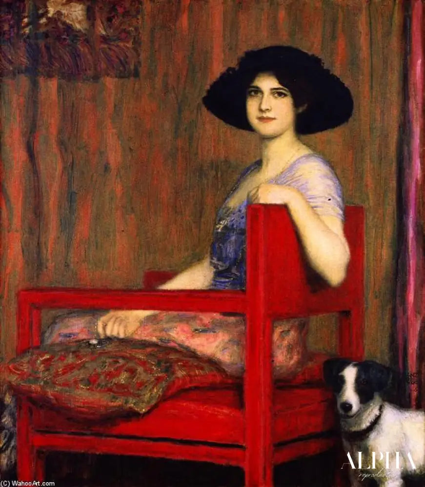 Marie sur une chaise rouge - Franz Von Stuck Reproductions de tableaux à la peinture à l’huile