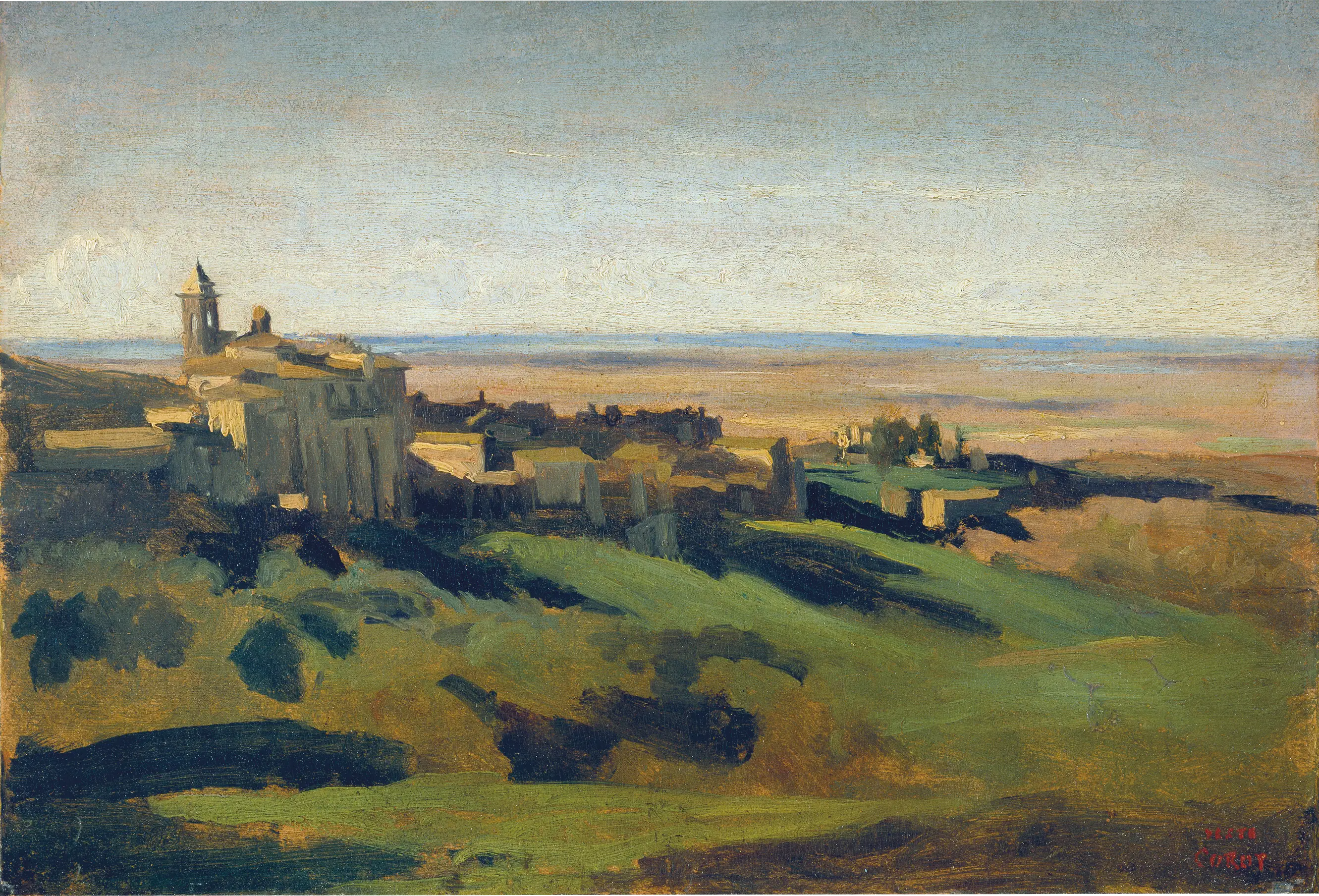 Marino, vue générale. Le matin - Jean-Baptiste Camille Corot image 1 reproduction réalisée par Alpha Reproduction