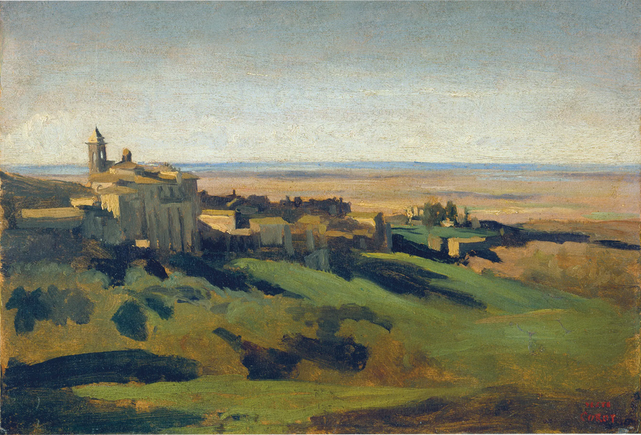 Marino, oversiktsbilde. Om morgenen - Jean-Baptiste Camille Corot