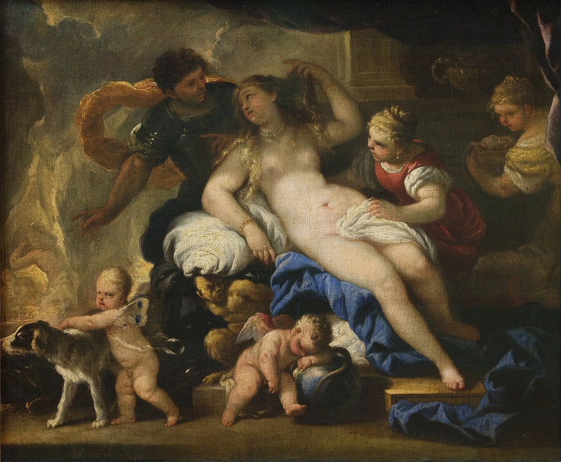 Mars og Venus i Vulcans smie - Luca Giordano