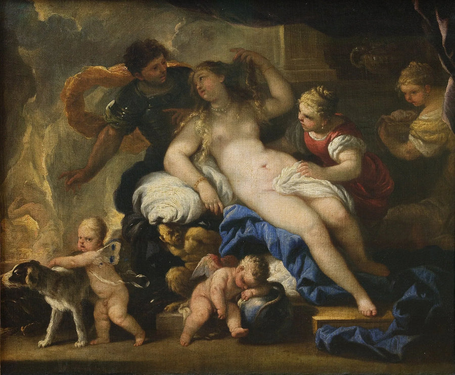 Mars og Venus i Vulcans smie - Luca Giordano
