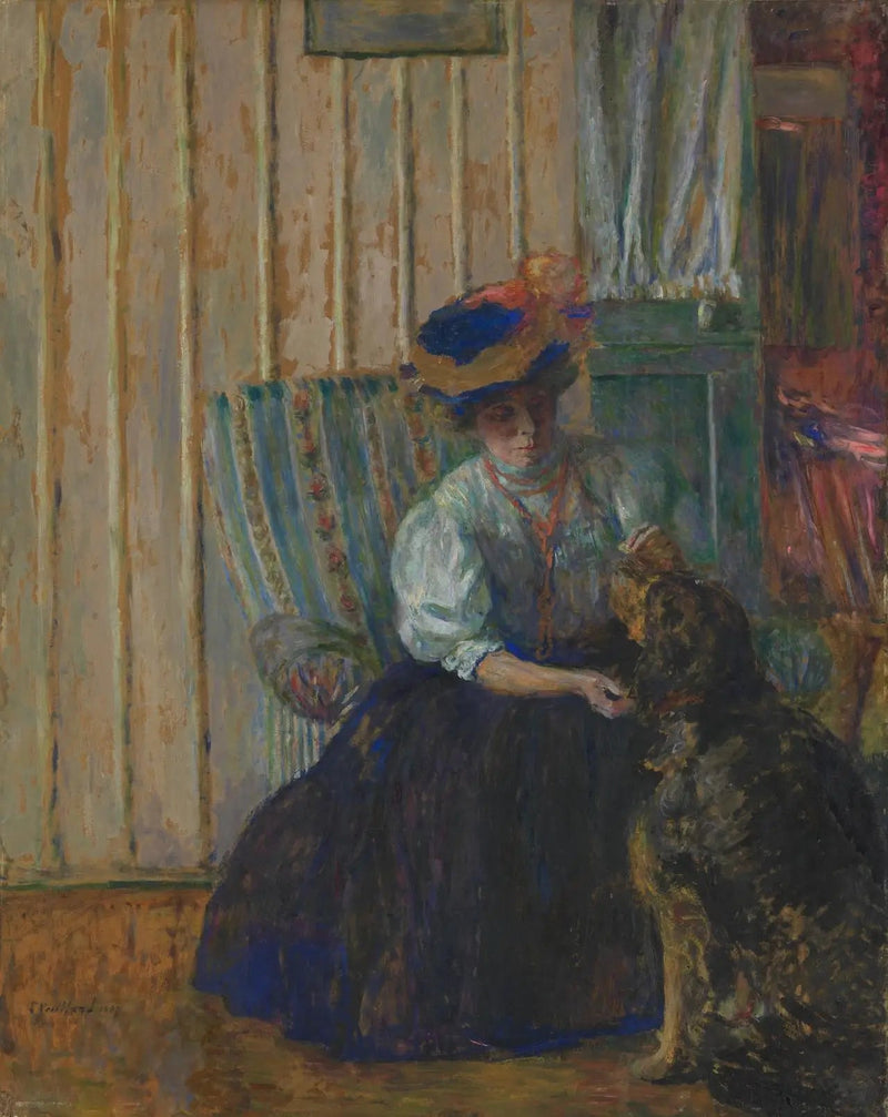 Marthe Bonnard med hund - Édouard Vuillard