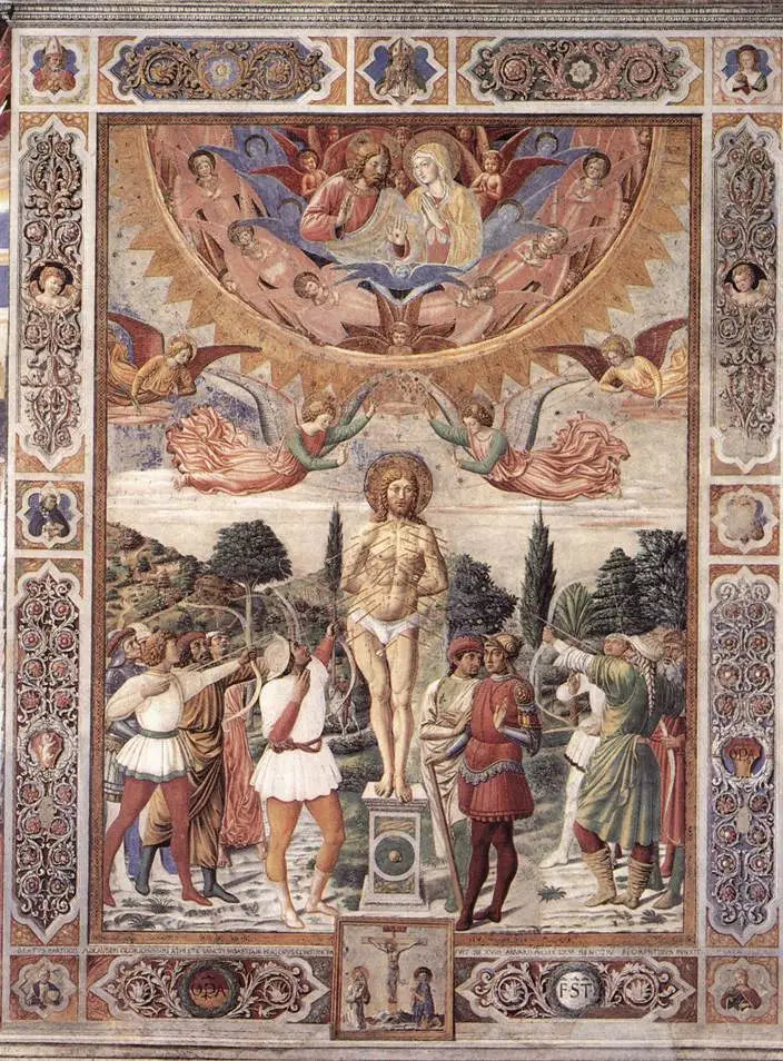 Martyrdom av Saint Sebastian - Benozzo Gozzoli
