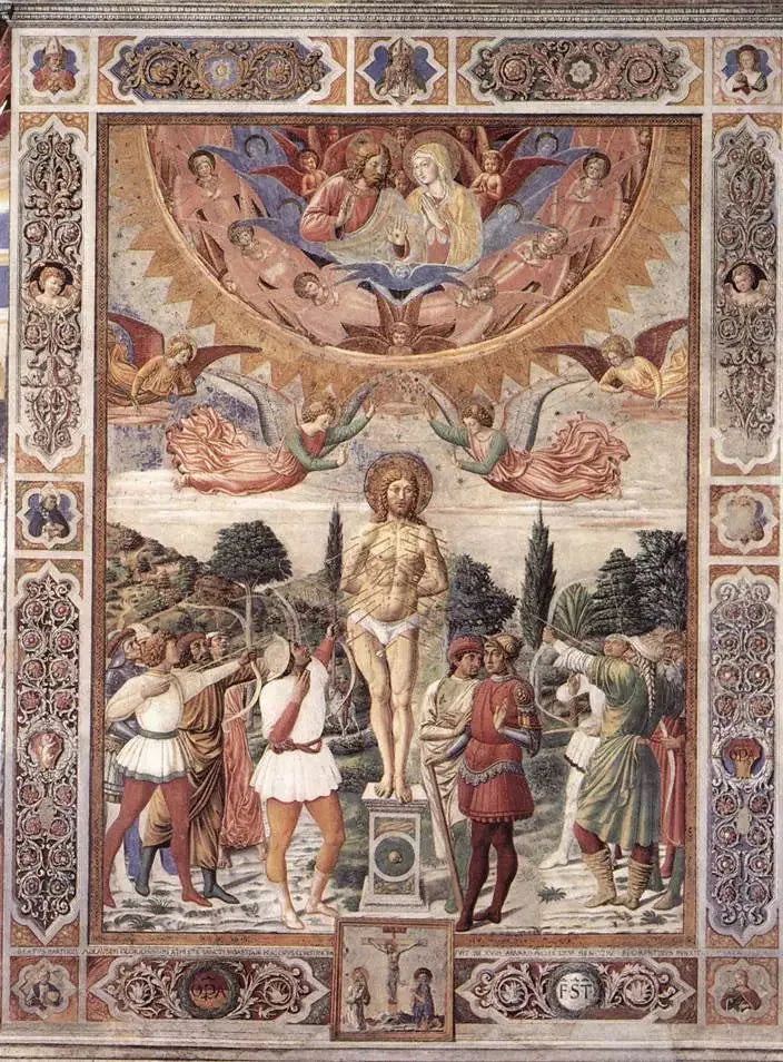 Martyrdom av Saint Sebastian - Benozzo Gozzoli