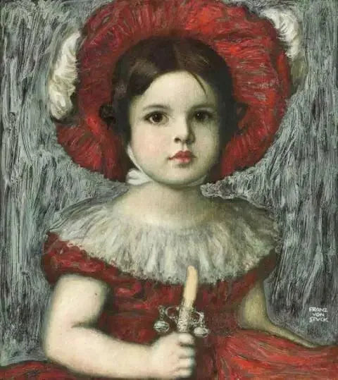 Mary, kunstnerens datter, med den røde hatten - Franz Von Stuck