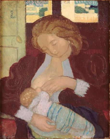 Fødselsstue med blonde mansjetter - Maurice Denis