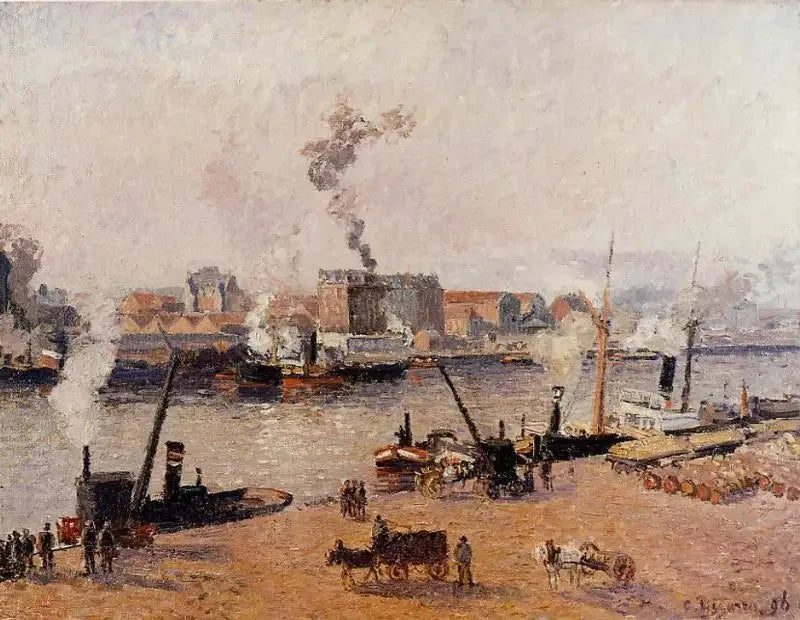 Tåkete morgen, Rouen - Camille Pissarro