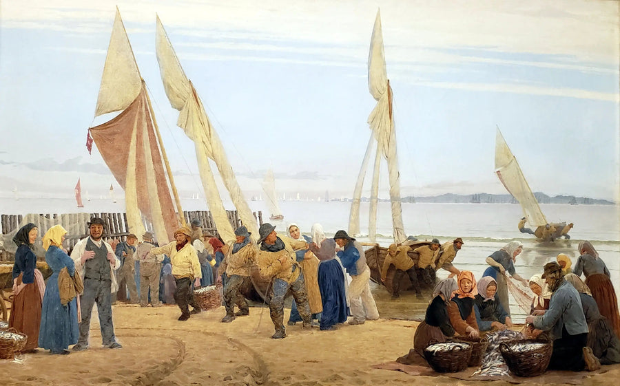 Morgen i Hornbæk. Fiskerne kommer tilbake - Peder Severin Krøyer