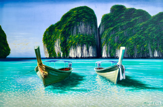 Maya Bay - Kampon | 120 X 75 cm Reproductions de tableaux à la peinture à l’huile