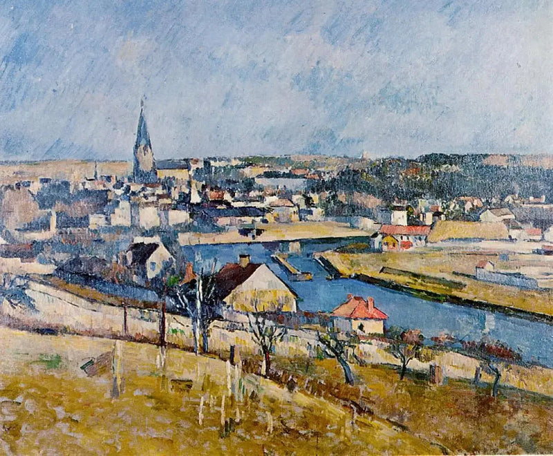 Melun sett fra Le Mée-sur-Seine - Paul Cézanne