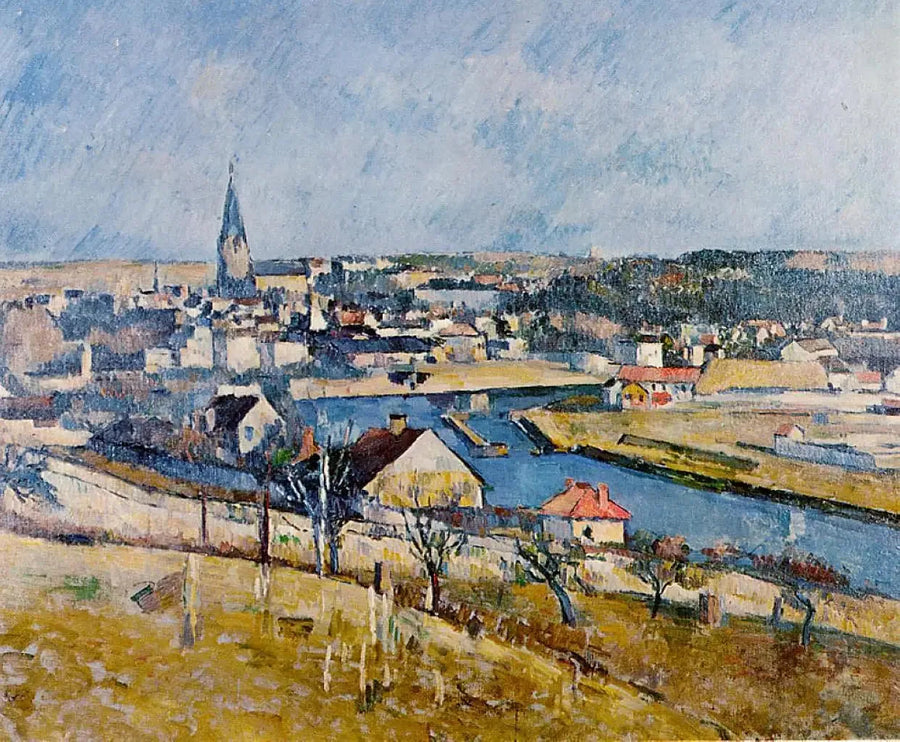 Melun sett fra Le Mée-sur-Seine - Paul Cézanne