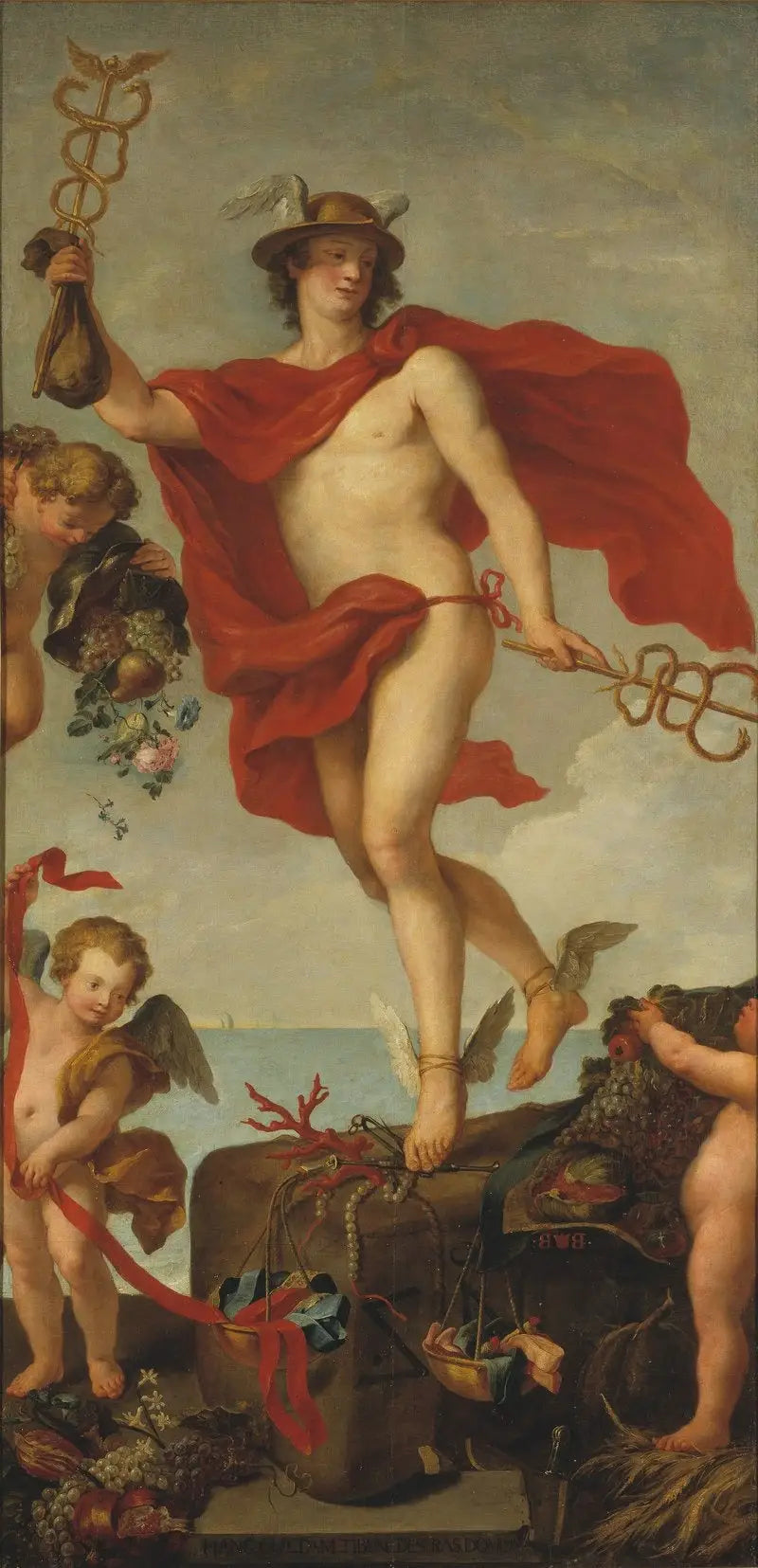 Merkur ved avreise fra Antwerpen. Fragment av et større maleri. - Peter Paul Rubens