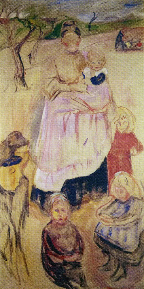 Reproduction du tableau « Mère avec Enfants, Thuringe - Edvard Munch » par Alpha Reproduction en peinture à l’huile