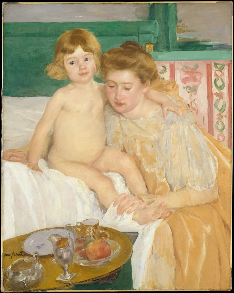 Mor og barn (baby som står opp fra sin lur) - Mary Cassatt
