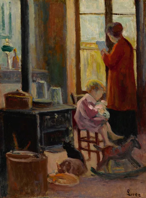 Mor og barn på kjøkkenet - Maximilien Luce