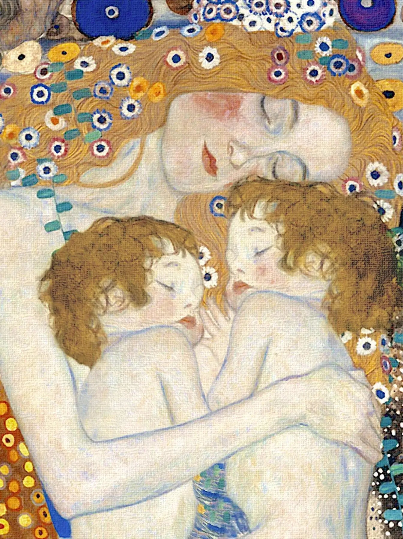 Reproduction du tableau « 👩‍👧‍👦 Mère et enfants light (Détail de Les Trois Âges de la Femme) – Gustav Klimt (1905) » par Alpha Reproduction en peinture à l’huile