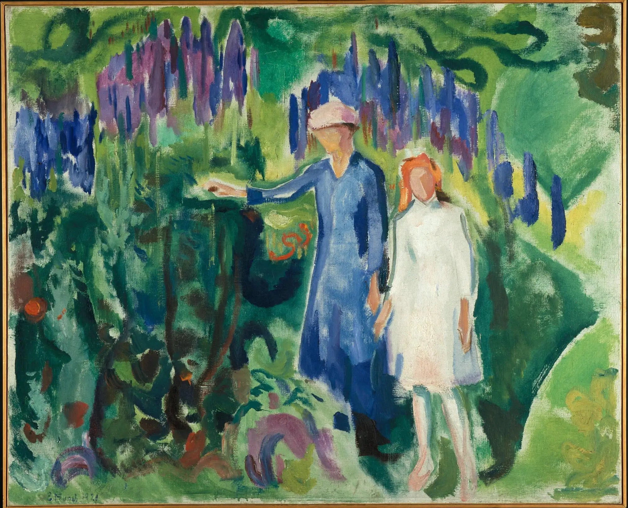 Mère et Fille au jardin - Edvard Munch image 1 reproduction artisanale de tableau