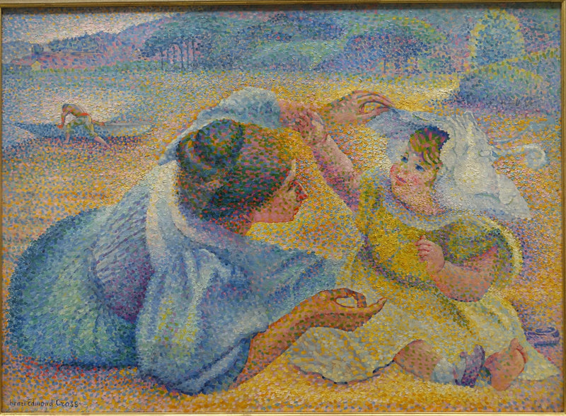 Mor som leker med barnet - Henri-Edmond Cross