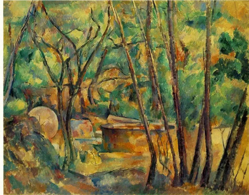 Kvern og vanntank i skogbunn - Paul Cézanne