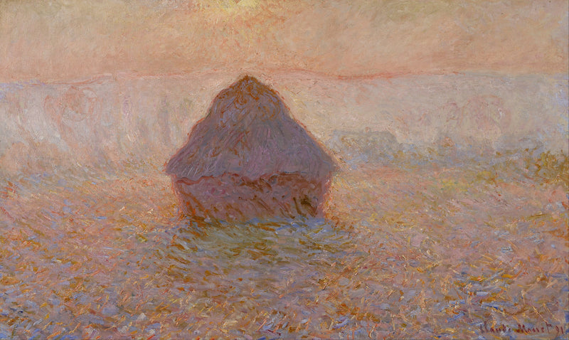 Kvern, sol i tåken - Claude Monet