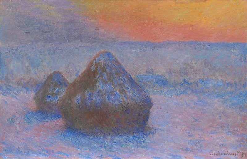 Slipehjul, solnedgang, snøeffekt W1278 - Claude Monet