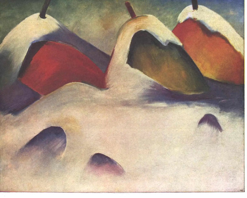 Høyballer i snøen - Franz Marc