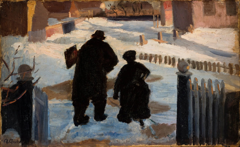 Michael Ancher se rend à son studio accompagné de l'organiste Helene Christensen - Anna Ancher