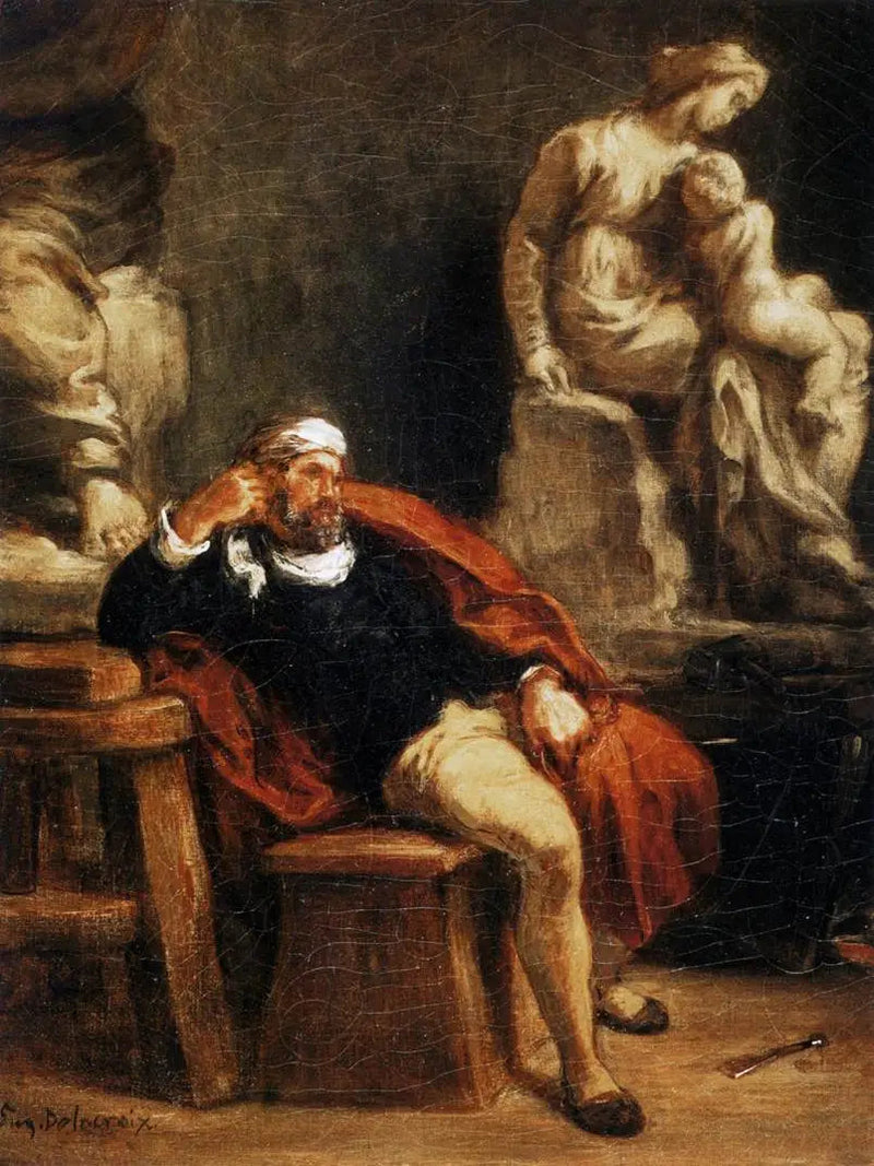 Michelangelo i sitt atelier - Eugène Delacroix