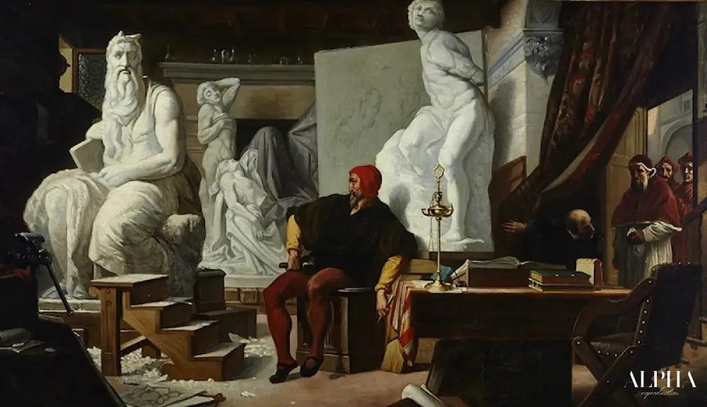 Michel-Ange dans son atelier visité par le pape Jules II - Alexandre Cabanel Reproductions de tableaux à la peinture à