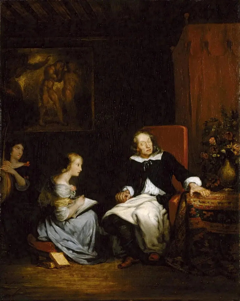 Milton dikterer til sine døtre sitt episke dikt, « Det tapte paradis » - Eugène Delacroix