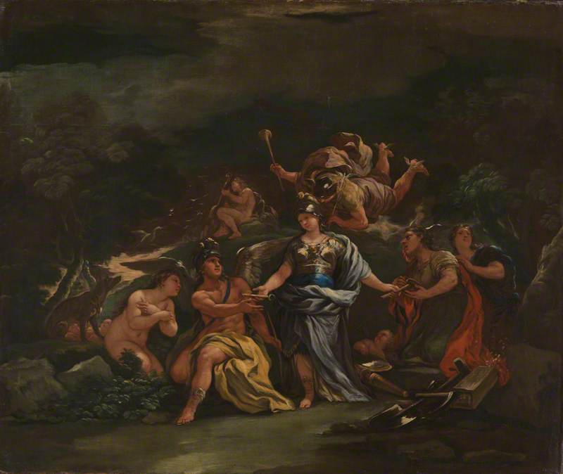 Minerve, beskytter av kunst og vitenskap - Luca Giordano