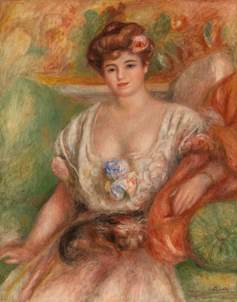 Misia Sert med en liten hund - Pierre-Auguste Renoir