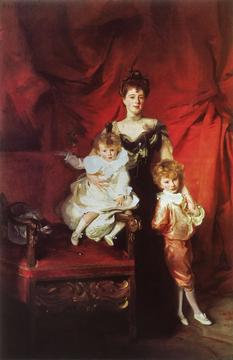 Fru Cazalet og hennes barn Edward og Victor - John Singer Sargent