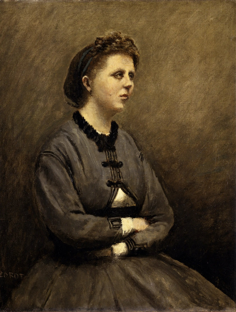 Mme de Larochenoire, ektefelle av maleren (Mme de Larochenoire, malerens kone) - Jean-Baptiste Camille Corot