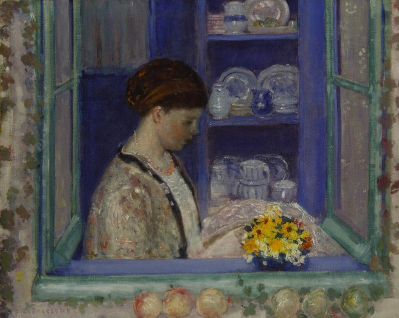 Fru Frieseke ved kjøkkenvinduet - Frederick Carl Frieseke