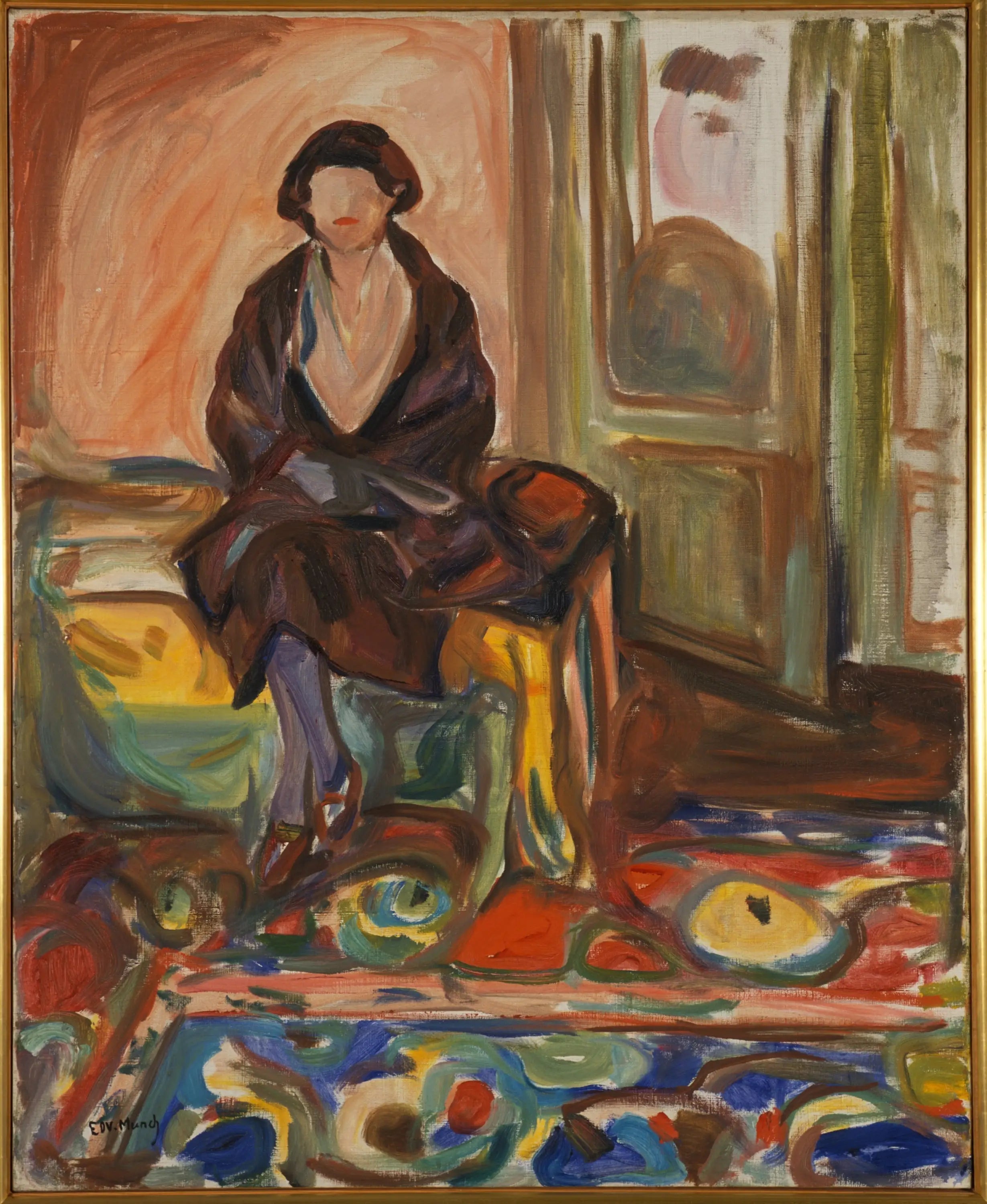 Modèle assis sur le canapé - Edvard Munch image 1 reproduction de peinture à l’huile