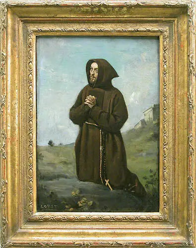 Brun munk i bønn, på knær - Jean-Baptiste Camille Corot